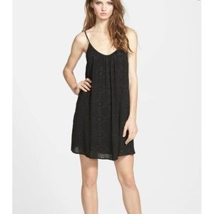 ASTR Embroidered Gauze Shift Dress Black Size M